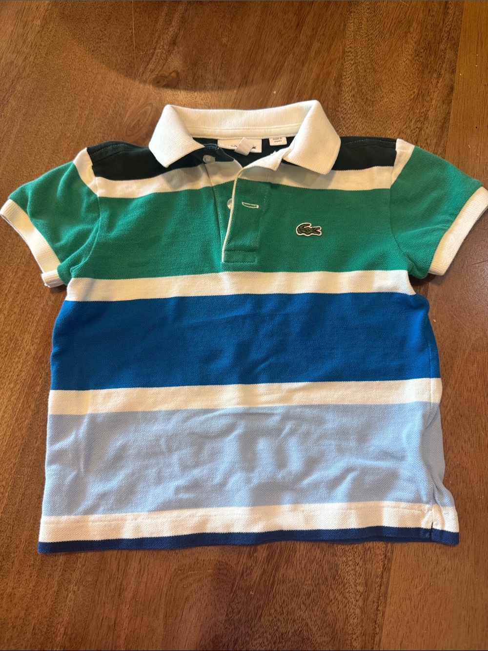 Lacoste Kids Teal, Blue & Light Blue Striped Polo
